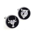thumbnail image 1 of Bull and Bear Cufflinks - 3D, Silver-Black, 1 of 1