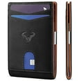 thumbnail image 1 of BullCaps Men's Genuine Leather Wallet | RFID Blocking Card Holder Wallet for Men | 10 Card Slots, 1 ID Window| Stainless Steel Money Clip| Zip Coin Pocket Black, 1 of 4
