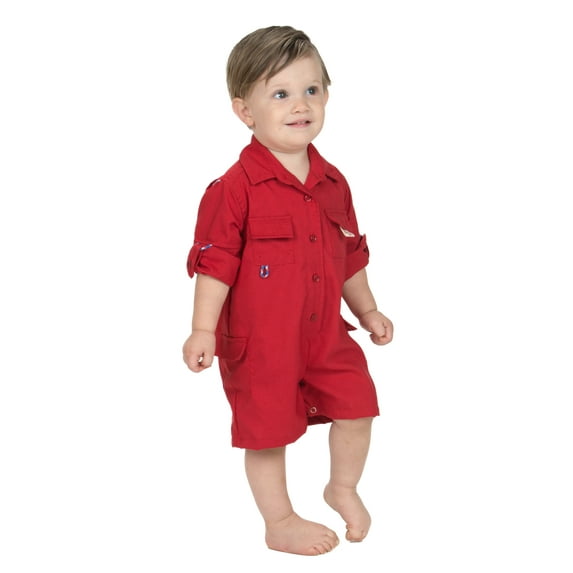 BullRed Baby Vented One Piece Fishing Shortall Romper w/ Snap Closure (6 Solid Colors)