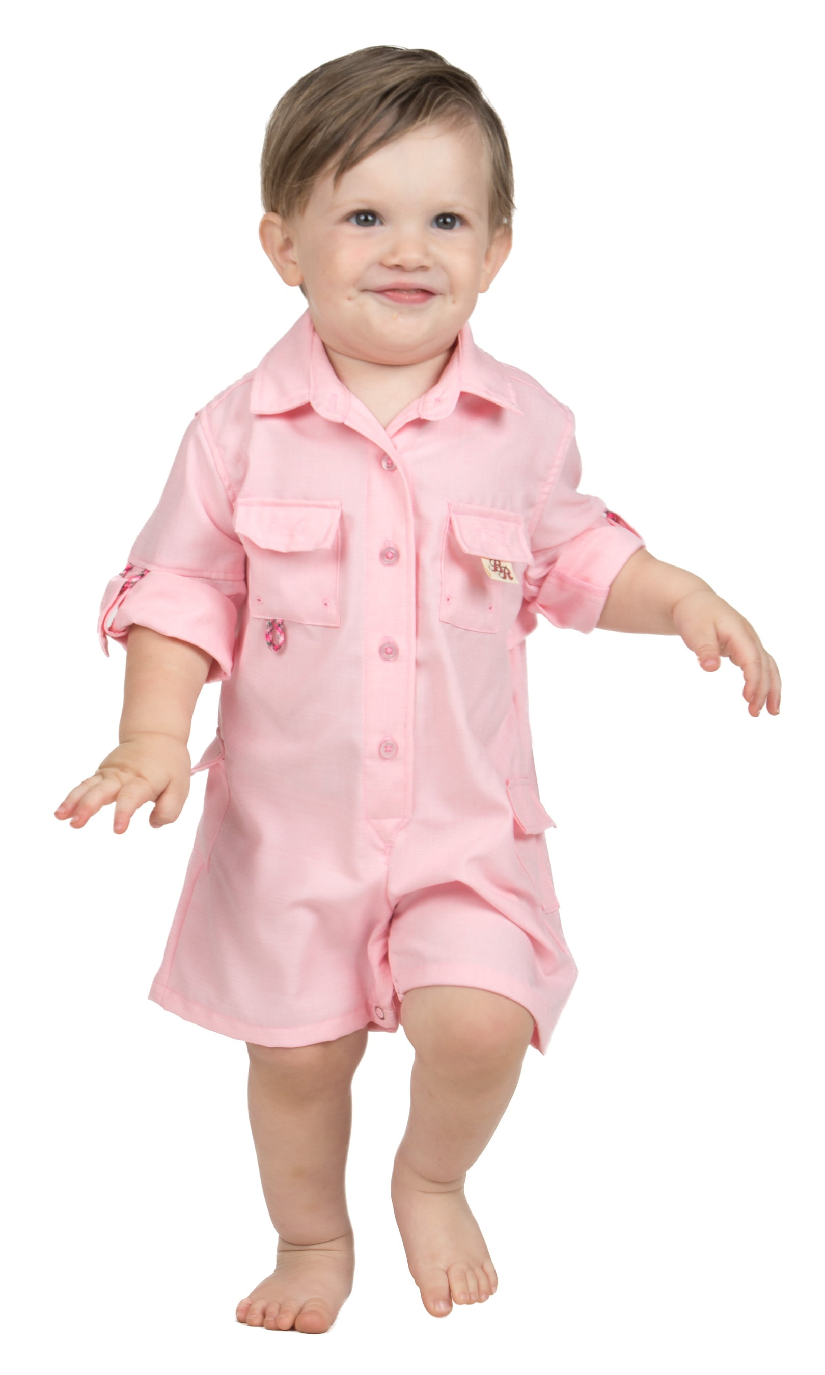 BullRed Baby Vented One Piece Fishing Shortall Romper w/ Snap Closure (6 Solid Colors)