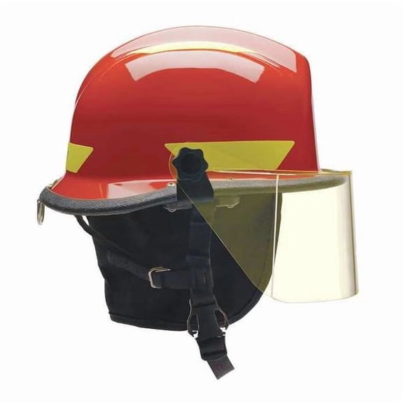 Fire/Rescue Helmet, Thermoplastic, 4-Point Sure-Lock(R) Ratchet, Red, Fits Hat Size 6-1/2 to 8