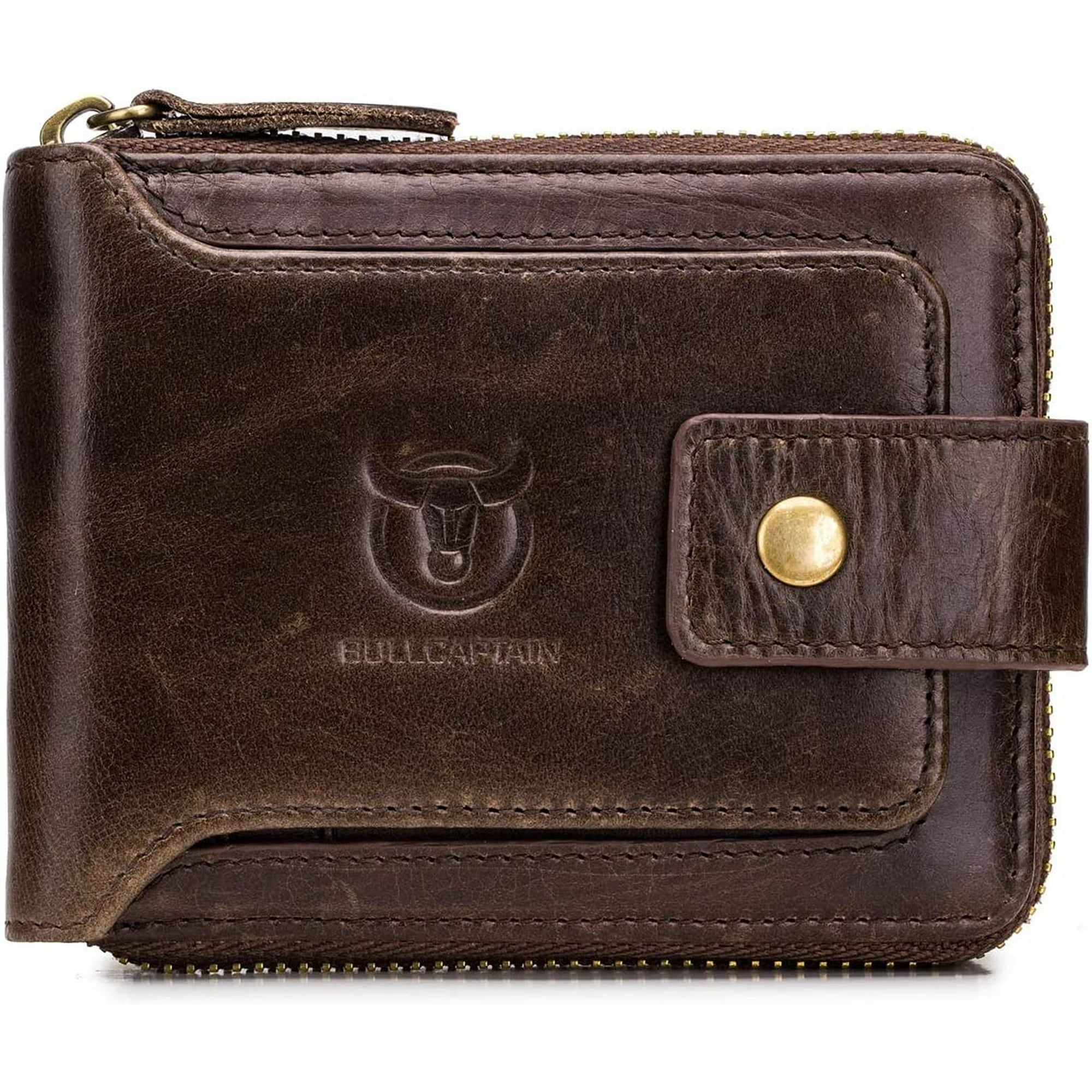Bullcaptain Large Capacity Genuine Leather Bifold Wallet/Credit