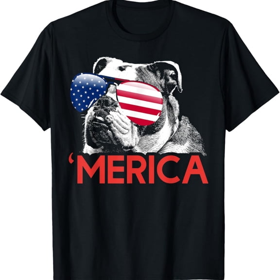 Bulldog An Flag 4th of July T-Shirt