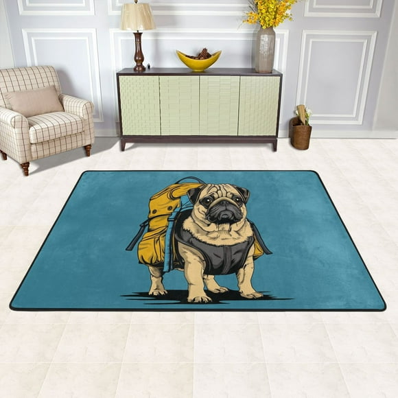 Bulldog Area Floor Mats 36" x 24" Soft Non-Slip Large Rugs Nursery Memory Foam Carpets Living Room Doormat for Bedroom Dinning Decor