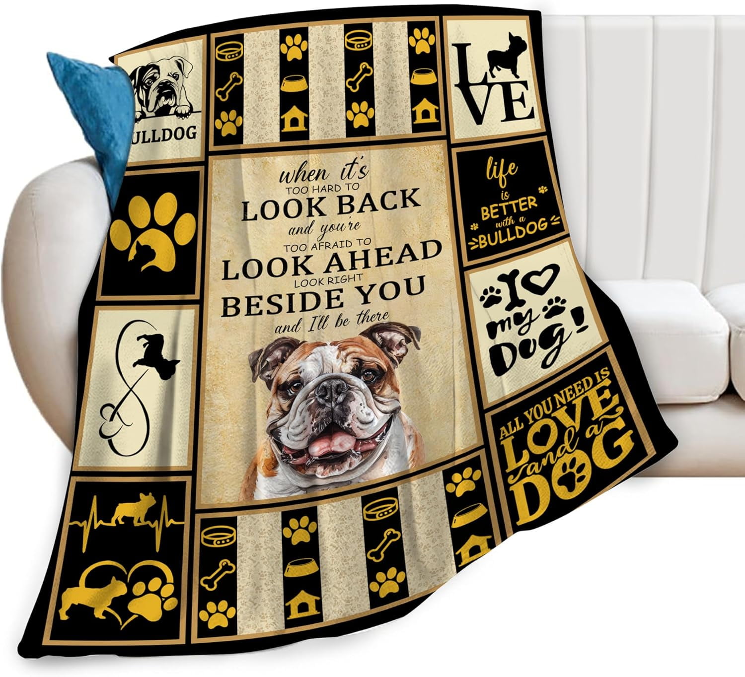 Bulldog Blanket French Bulldog Throw Blankets Cozy Fleece Flannel Soft Warm Plush Lightweight English Bulldog Decor Bedding Bulldog Gifts for Boys Girls Men Women Kids for Couch Sofa Bed 60"X80"