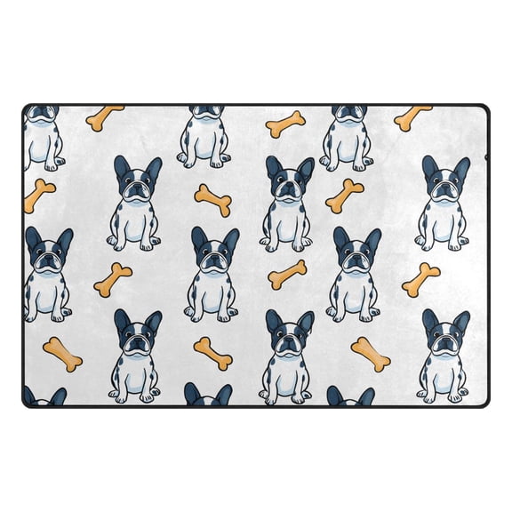 Bulldog Bone Pattern Memory Foam Area Rug 31"x20" Non Slip, Absorbent, Fade Proof for Living Room, Bedroom, Office