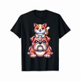 thumbnail image 1 of Bulldog Cat Tee Graphic T Shirt Tops Pet Lover Friendship Casual Cotton Short Sleeve Black S-5XL, 1 of 5