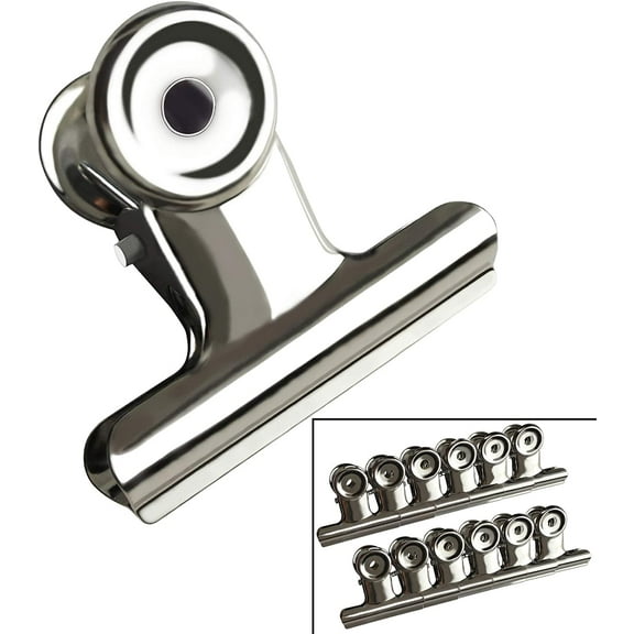 Bulldog Clip 38mm Round Paper Binder Clips Silver Metal File Clips Home Office Supplies - 12 Pieces