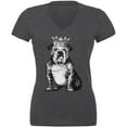 thumbnail image 1 of Bulldog Crown Juniors V-Neck T Shirt Dark Heather X-LG, 1 of 1
