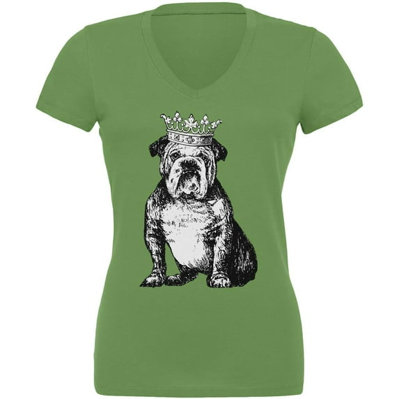 Bulldog Crown Juniors V-Neck T Shirt Leaf LG