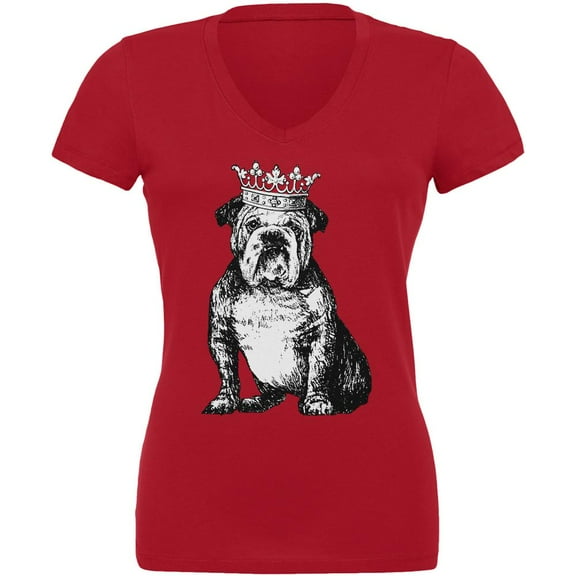 Bulldog Crown Juniors V-Neck T Shirt Red MD