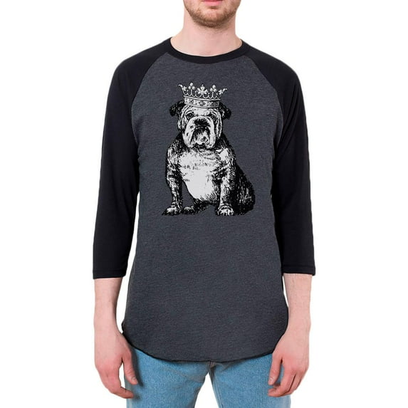 Bulldog Crown Mens Soft Raglan T Shirt Heather Black-Black LG