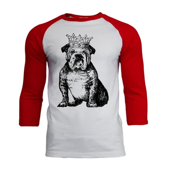 Bulldog Crown Mens Soft Raglan T Shirt White-Red X-LG