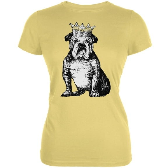 Bulldog Crown Yellow Juniors Soft T-Shirt - Medium