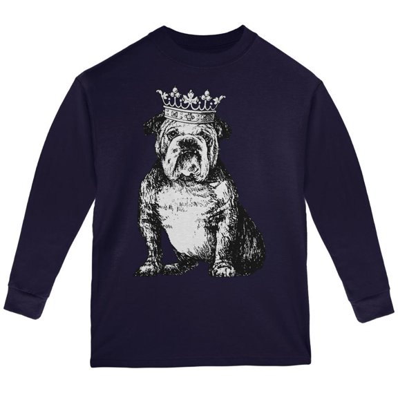 Bulldog Crown Youth Long Sleeve T Shirt Navy YXL