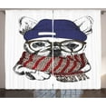 thumbnail image 1 of Ambesonne Bulldog Curtains 2 Panel Set, Cozy Hipster Winter Dog, 108" x 108", Multicolor, 1 of 3