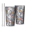 thumbnail image 1 of Bulldog Dog and Flower Florals 10oz Tumblers Stainless Steel Tumbler with Lid and Straw,Vacuum Insulated Double Wall Travel Tumbler Cups with Cleaning Brush for Coffee, Tea, 1 of 4