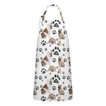 Bulldog Dog and Footprints Apron-Garden Aprons for Women with Pockets-Cotton Linen Waterproof Kitchen Cooking Gardening Aprons Adjustable for Kitchen,Cooking,BBQ and Salon 33x27 Inch