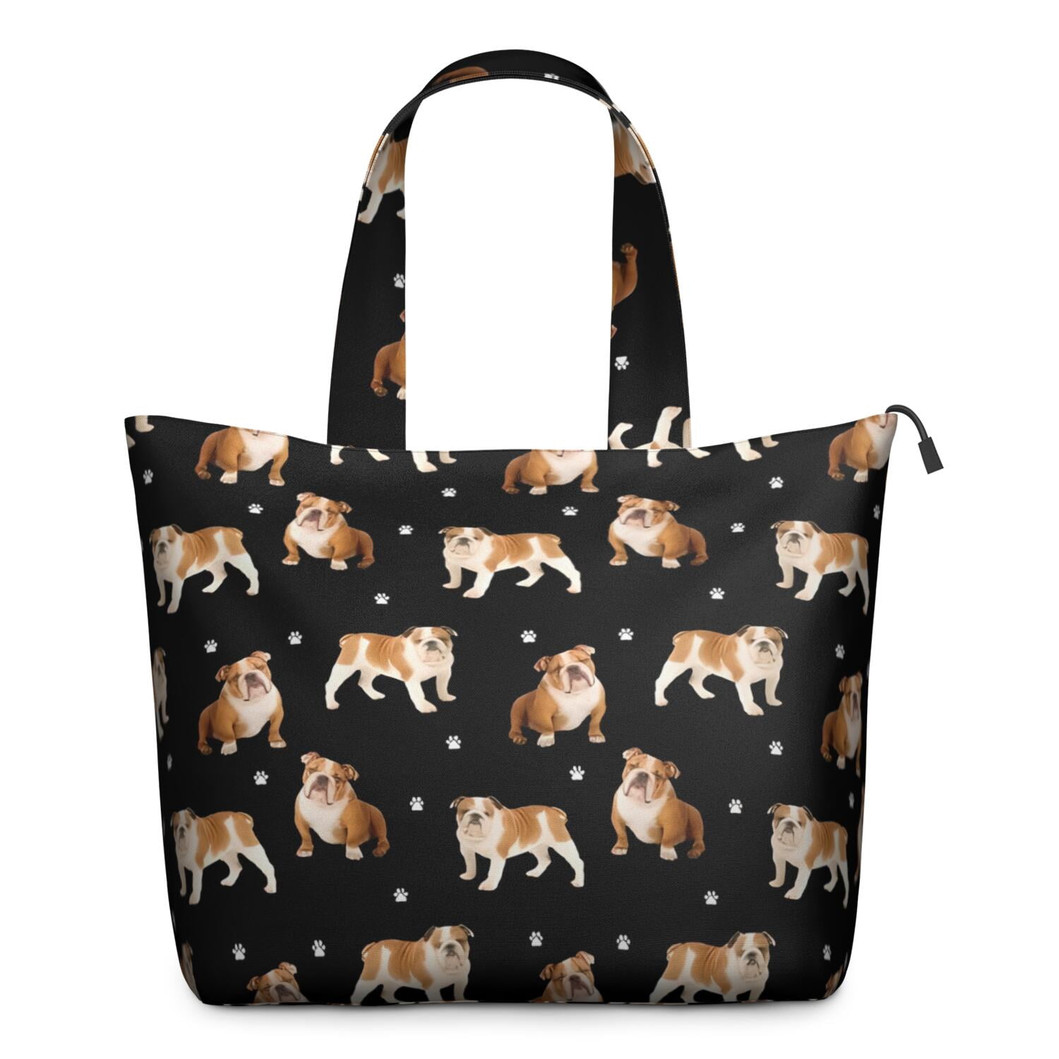 Bulldog Dog and Footprints Travel Tote Bags for Women Carry On,Large Weekender Bags for Women Travel,Multi Functional Duffle Bag for Work,Shopping,Sports