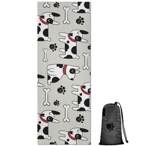 Bulldog Dog Hot Yoga Mat Towel Non Slip for Hot Yoga - Quick-Drying Yoga Mat Cover with 4 Corner Pockets with Travel Bag - Hot Yoga Towel Non Slip 74"x26"