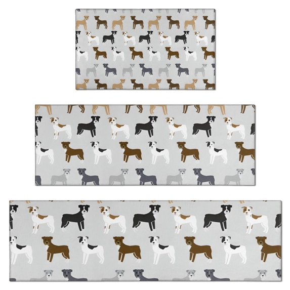 Bulldog Dog Kitchen Rugs Sets Of 3,Kitchen Runner Rugs Non Skid Washable,Decorative Kitchen Floor Mats for Kitchen,Sink,Laundry,17"x30"+ 17"x47" + 17"x59"