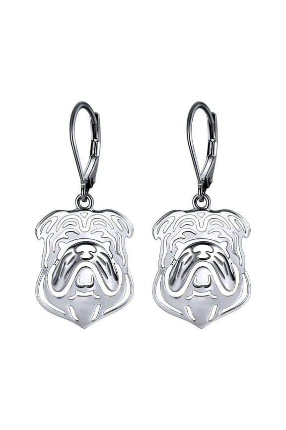 Bulldog Dog Necklace, Earrings, or Set for Women Sterling Silver Ginger Lyne Collection