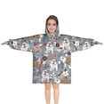 thumbnail image 1 of Bulldog Dog and Flower Florals Blanket Hoodies for Kids 6-13YR Oversize Wearable Blanket Hoodies for Boys Girls Teens, 1 of 7