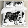thumbnail image 1 of Bulldog Duvet Cover Set King Size, Illustration of a Pet Scribbled by Hand Monochrome Design Freehand Style, Decorative 3 Piece Bedding Set with 2 Pillow Shams, Charcoal Grey White, by Ambesonne, 1 of 3