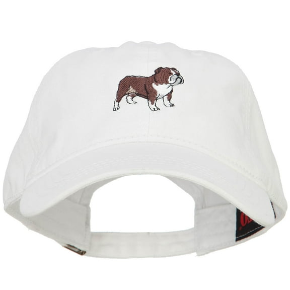 Bulldog Embroidered Washed Cotton Twill Cap - White OSFM