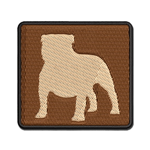 Bulldog English British Dog Solid Applique Multi-Color Embroidered Hook & Loop Patch - 2.0 Inch Mini