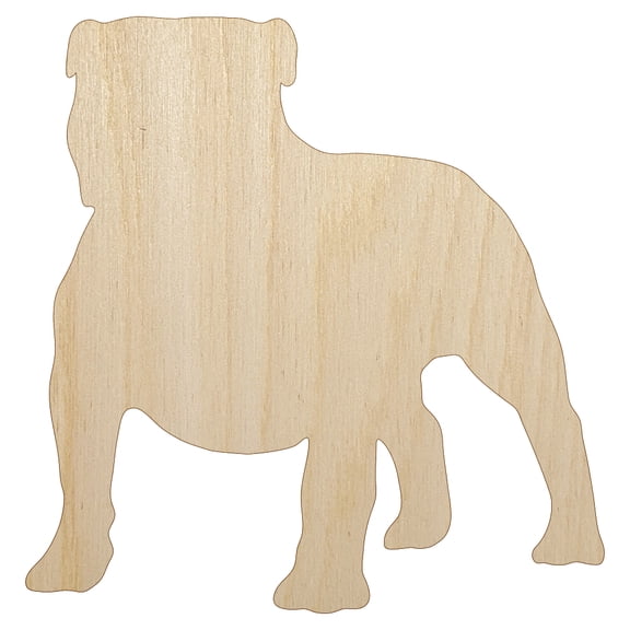 Bulldog English British Dog Solid Wood Shape Unfinished Piece Cutout Craft DIY Projects - 4.70 Inch Size - 1/8 Inch Thick