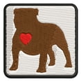 thumbnail image 1 of Bulldog English British Dog with Heart Applique Multi-Color Embroidered Hook & Loop Patch - 2.0 Inch Mini, 1 of 5