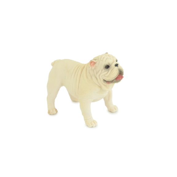 Bulldog, English Bulldog, British, White, Rubber Canine, Hand Painted, Educational, Realistic, K9, Diorama, Figure, Model, Replica, Toys, Kids, Gift, 5 Inches. CH834 BB195