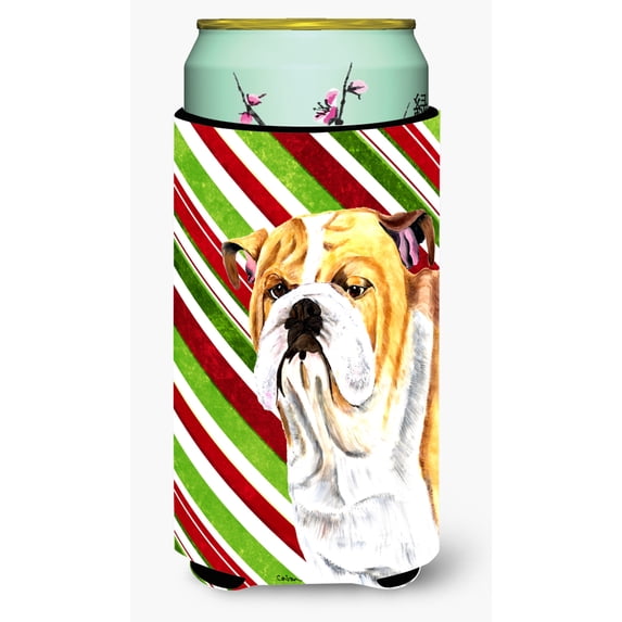 Bulldog English Candy Cane Holiday Christmas Tall Boy Hugger