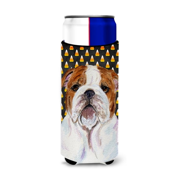 Bulldog English Candy Corn Halloween Portrait Ultra Hugger for slim cans