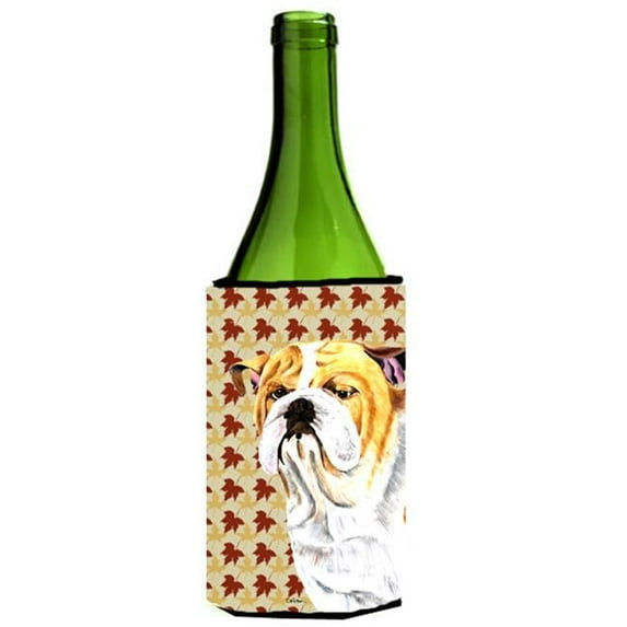 Bulldog English Fall Leaves Portrait Wine Bottle Hugger - 24 oz.