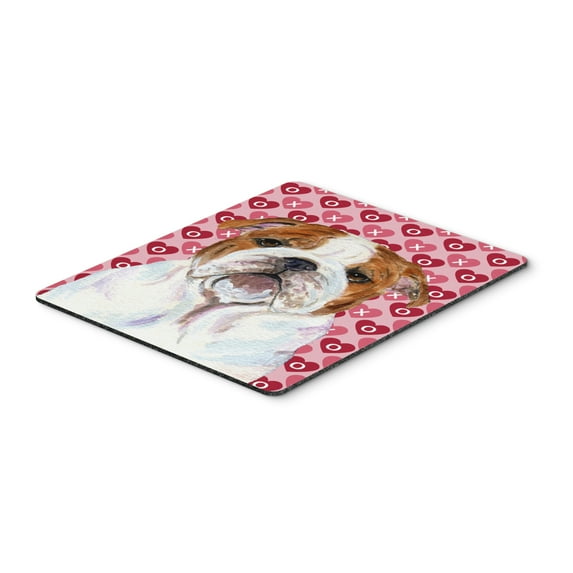 "Bulldog English Hearts Love Valentines Day Mouse Pad Hot Pad or Trivet"