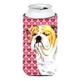 thumbnail image 1 of Bulldog English Hearts Love Valentines Day Portrait Tall Boy bottle sleeve Hugger, 1 of 1