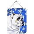 thumbnail image 1 of Bulldog English Winter Snowflakes Holiday Aluminium Metal Wall Or Door Hanging Prints, 1 of 1