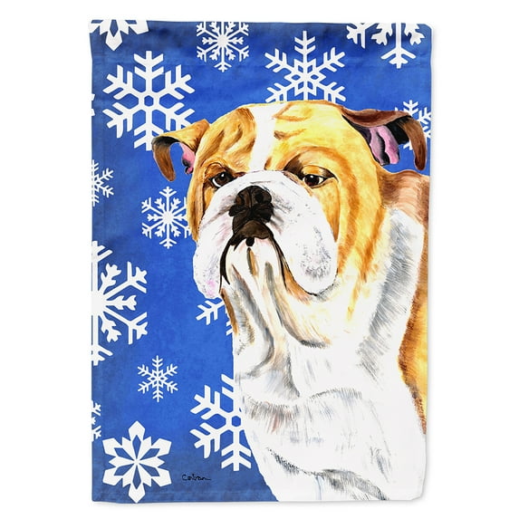 Bulldog English Winter Snowflakes Holiday Garden Flag