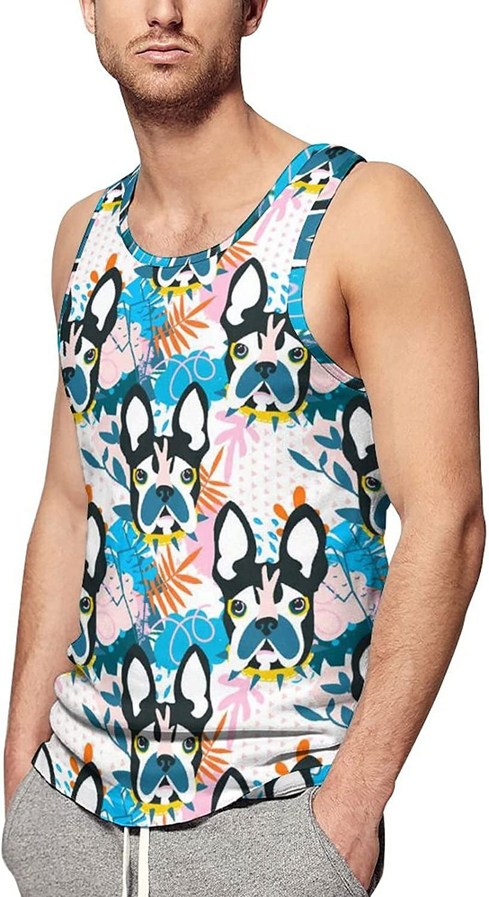 Bulldog Face Men's Summer Tank Tops Sleeveless Casual Classic T Shirts