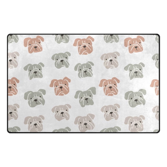 Bulldog Face Pattern Memory Foam Area Rug 31"x20" Non Slip, Absorbent, Fade Proof for Living Room, Bedroom, Office
