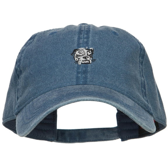 Bulldog Head Embroidered Washed Cap - Navy OSFM