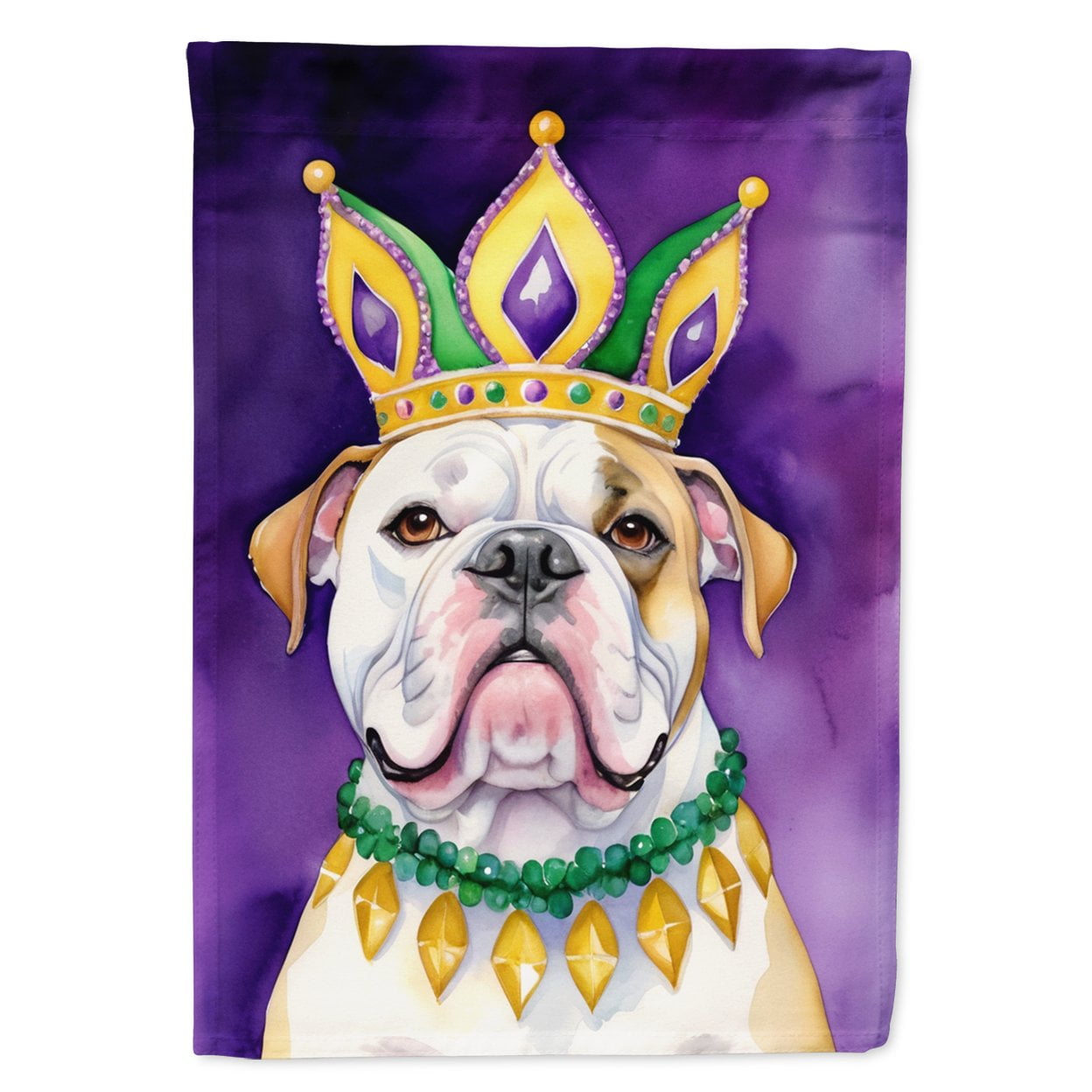 Bulldog King of Mardi Gras Garden Flag 11.25 in x 15.5 in