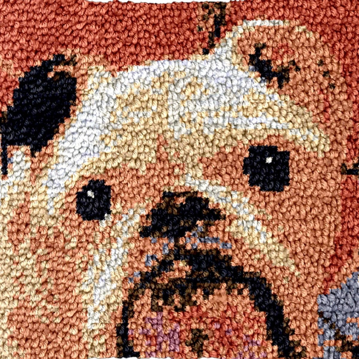 Bulldog Latch Hook Rug Kit for Adults Easy Carpet Chair Cushion with Canvas Crochet Yarn Craft DIY Hooking Tapestry for Stools Floor Decoration Pets Pads 43x43cm
