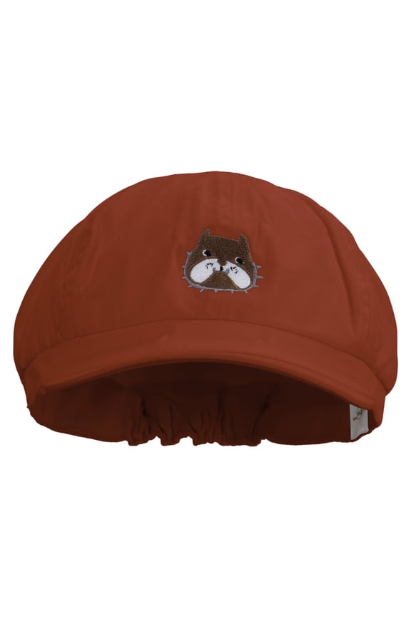 Bulldog Logo Embroidered Cotton Elastic Big Size Newsboy Cap - Red 2XL-3XL