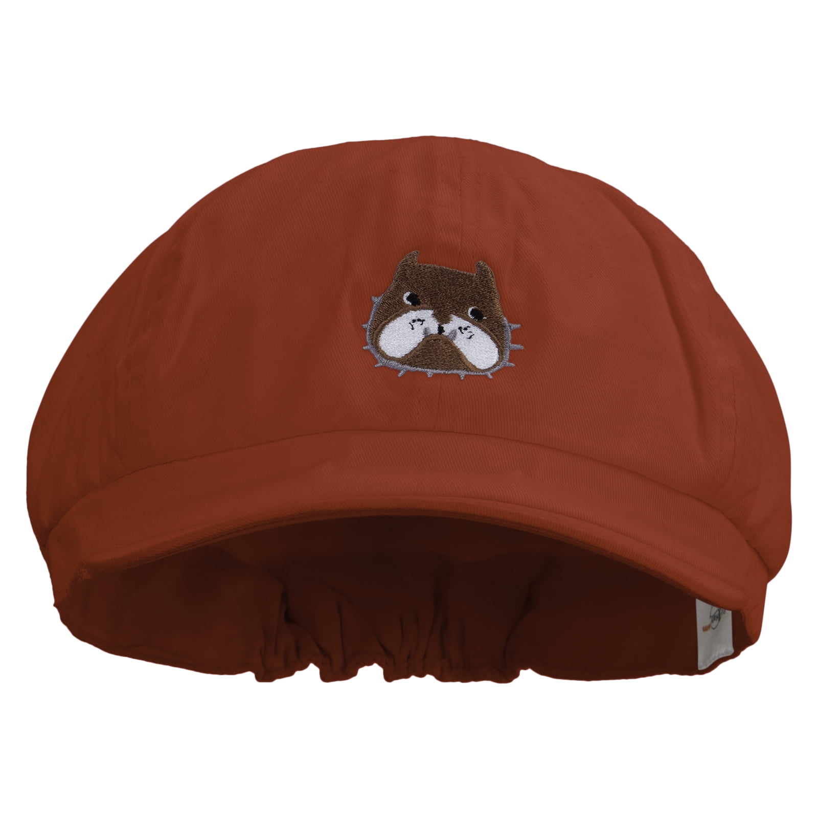 Bulldog Logo Embroidered Cotton Elastic Big Size Newsboy Cap - Red XL ...