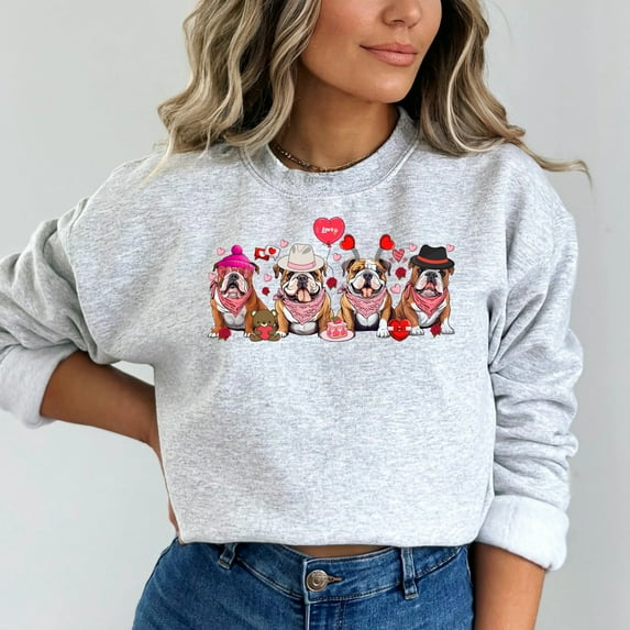 Bulldog Love Themed Valentine's Day Sweatshirt
