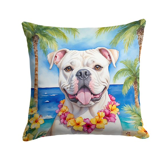 Bulldog Luau Throw Pillow 14 in x 14 in
