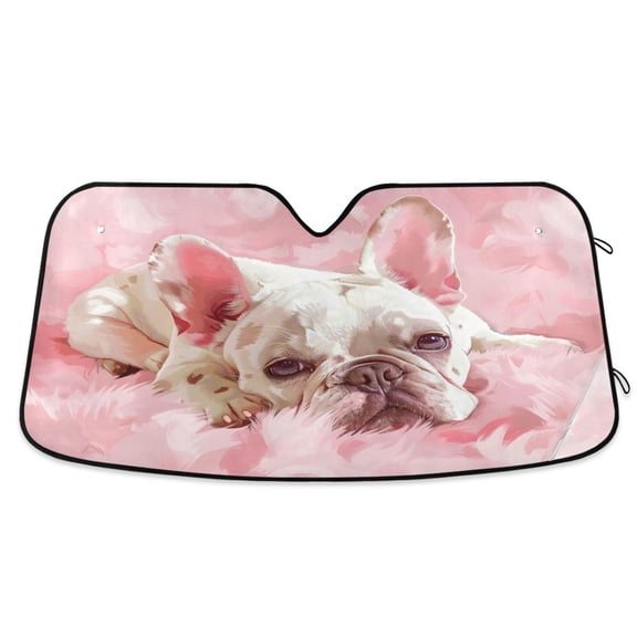 Bulldog Lying Down Car Windshield Sun Shade Foldable Car Front Window Visor Heat and UV Protection 53x23.5